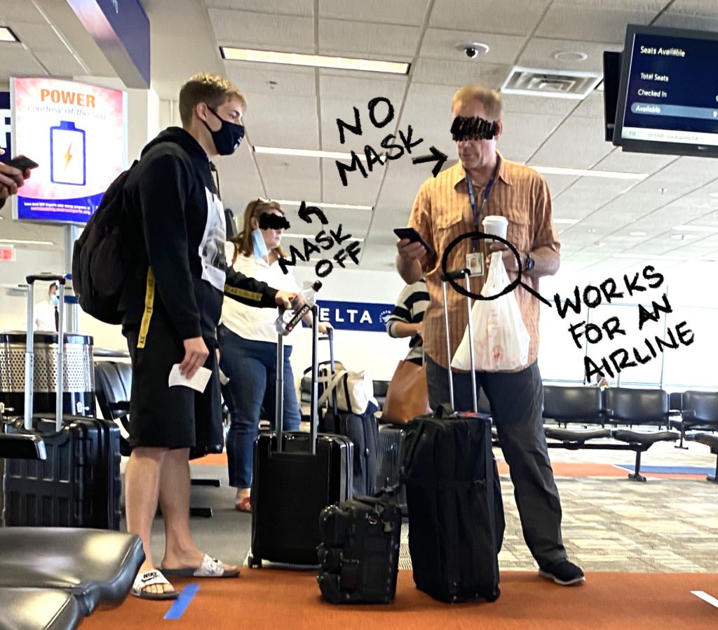 No mask on in airport